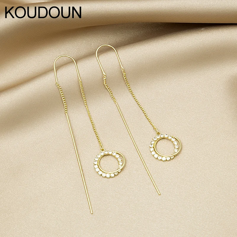 KOUDOUN Super Fairy Long Earrings Female Vibrato Net Red Ear Line Female Korean Full Diamond Circle Long Tassel Drop Earrings
KOUDOUN Super Fairy Long Earrings Female Vibrato Net Red Ear Line Female Korean Full Diamond Circle Long Tassel Drop Earrings