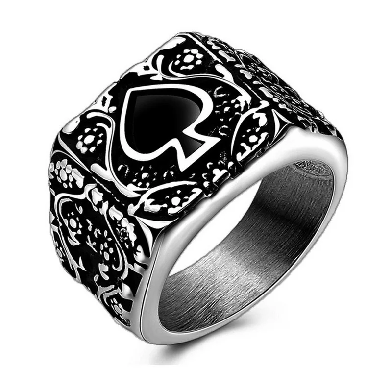 Titanium Steel Men's Rings Poker Personality Rings European and American Vintage Rings Stainless Steel Ring Gothic Emo
Titanium Steel Men's Rings Poker Personality Rings European and American Vintage Rings Stainless Steel Ring Gothic Emo