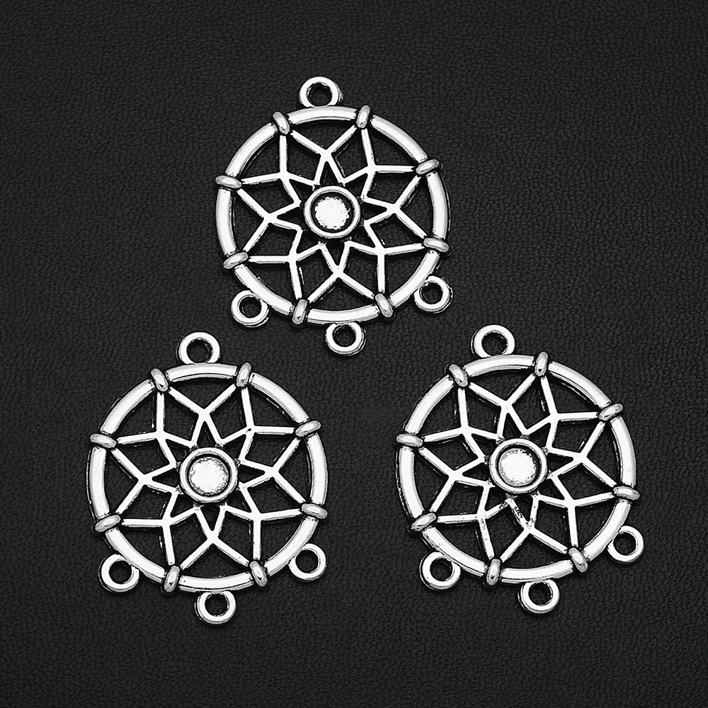 

10pcs/Lots 26x34mm Antique Silver Plated Dreamcatcher Connectors Pendant For DIY Jewelry Making Finding Supplies hqd Wholesale