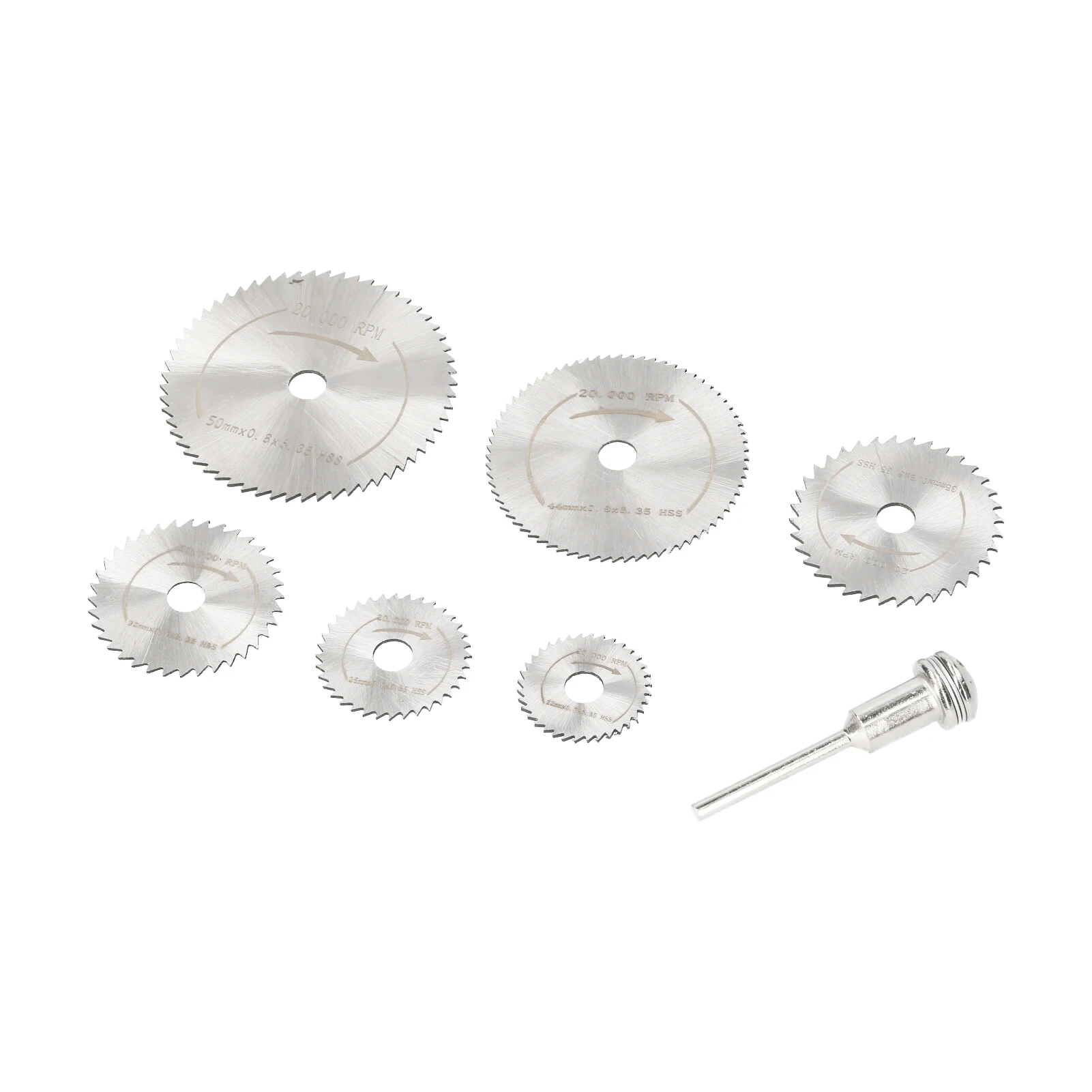 7 PCS Saw Blade Set for Power Rotary High Speed Steel Saw Disc Cutting Wheel Circular Saw Blades & Mandrel with 1/8-inch Shank
7 PCS Saw Blade Set for Power Rotary High Speed Steel Saw Disc Cutting Wheel Circular Saw Blades & Mandrel with 1/8-inch Shank