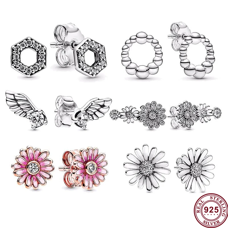 New Hot 925 Sterling Silver Earrings Pink Daisy Geometric Daisy Wings Original Women's Pan Earrings Wedding Fashion Jewelry
New Hot 925 Sterling Silver Earrings Pink Daisy Geometric Daisy Wings Original Women's Pan Earrings Wedding Fashion Jewelry