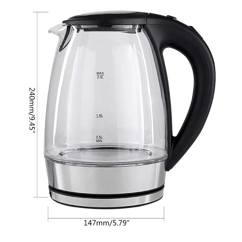 2L Electric Glass Kettle 2000W Fast Boiling Tea Coffee Pot with Blue LED Light A0NC
2L Electric Glass Kettle 2000W Fast Boiling Tea Coffee Pot with Blue LED Light A0NC