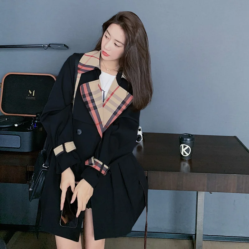 Korean Style Fashion Women Short Trench Coat for Women Plaid Double-Breasted Lady Duster Coat Spring Autumn Outerwear
Korean Style Fashion Women Short Trench Coat for Women Plaid Double-Breasted Lady Duster Coat Spring Autumn Outerwear