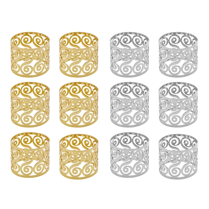 Napkin Rings Set of 6, Exquisite Round Napkin Wraps Metal Serviette Ring Holder Set Dining Table Setting Decoration for 
Napkin Rings Set of 6, Exquisite Round Napkin Wraps Metal Serviette Ring Holder Set Dining Table Setting Decoration for