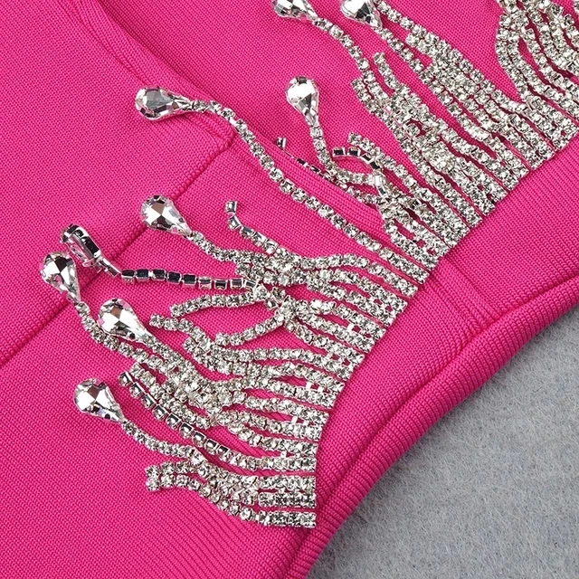 Women's Bandage Dress Sexy Backless Long Sleeve Round Neck Dress Nightclub Party Rhinestone Tassel Dress
Women's Bandage Dress Sexy Backless Long Sleeve Round Neck Dress Nightclub Party Rhinestone Tassel Dress