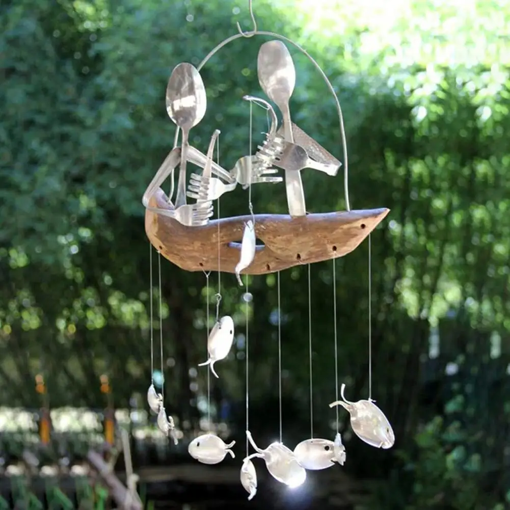 Fishing Man Spoon Fish Sculptures Wind Chime Home Decoration Crafts Indoor Outdoor Hanging Ornament Decoration Wind Chime 
Fishing Man Spoon Fish Sculptures Wind Chime Home Decoration Crafts Indoor Outdoor Hanging Ornament Decoration Wind Chime