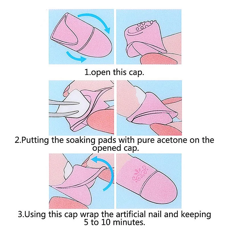 2021 New Nail Art Soak Off Cap Reusable Silicone UV Gel Polish Varnish Remover Clean Degreaser Clip Wraps Soaker Caps | Красота и