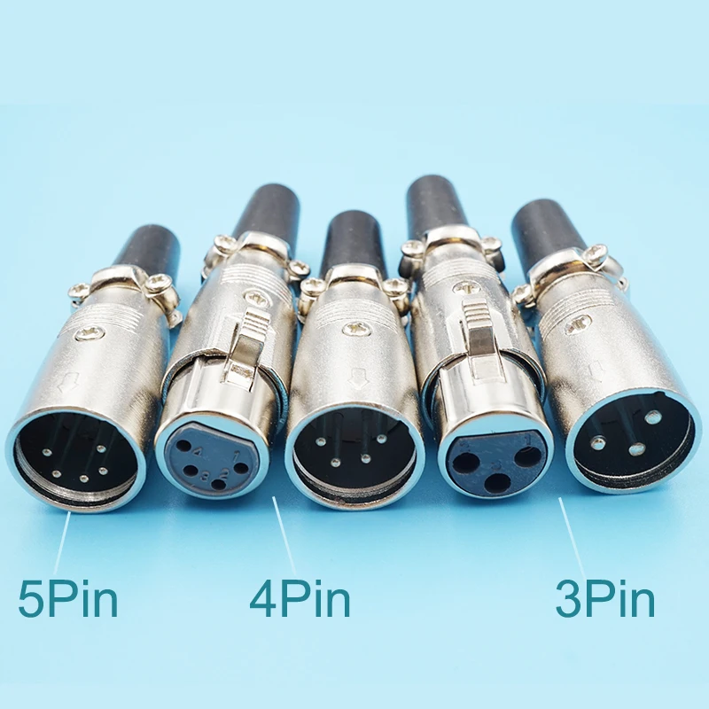 

50pcs Japan Style Xlr Audio Microphone Connector 3Pin 4Pin 5Pin Cannon Female/Male Plug Xlr Connector Balance Socket Silver