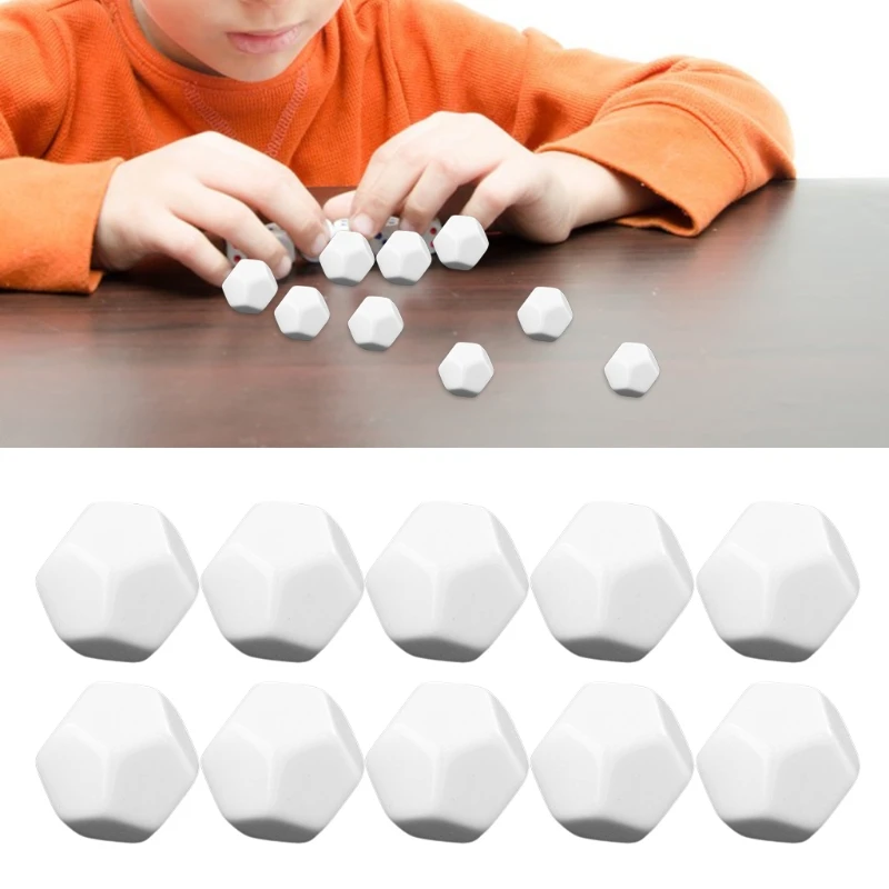10Pcs White Blank D12 Acrylic Dice With Pentagonal Corner For Kid DIY Write Painting Graffiti Educational Toy
10Pcs White Blank D12 Acrylic Dice With Pentagonal Corner For Kid DIY Write Painting Graffiti Educational Toy