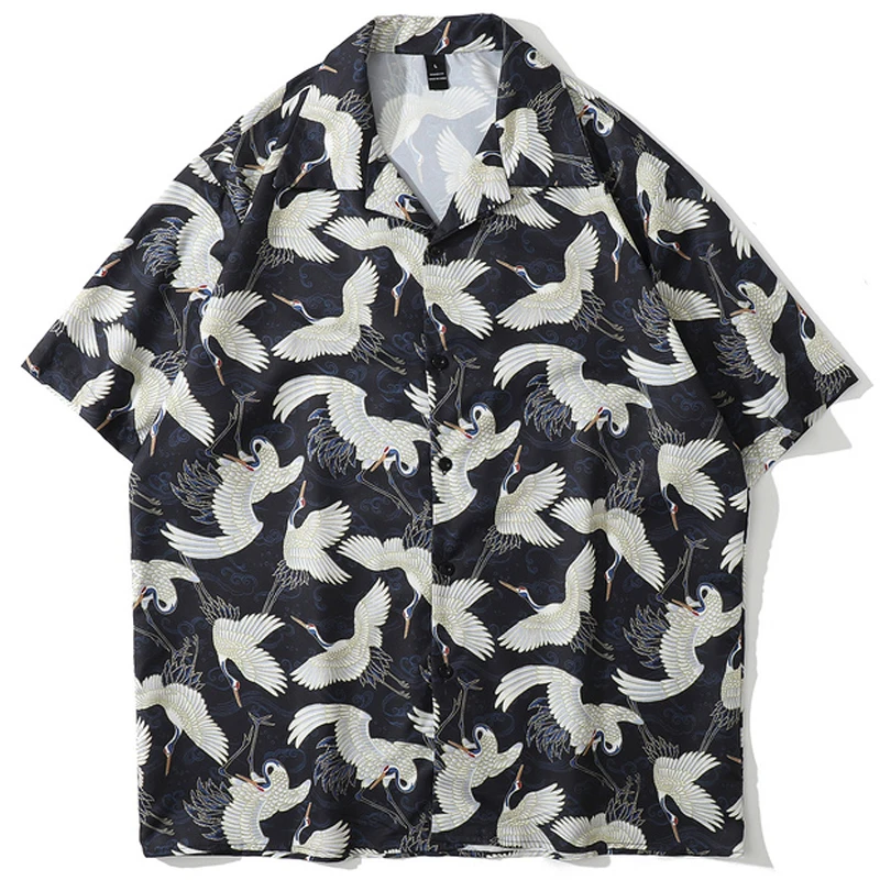 Men Harajuku Vintage Crane Printed Shirt Blouse Unisex Oversize Short Sleeve 2021Summer Hawaii Beach Holiday Loose Shirts Tops
Men Harajuku Vintage Crane Printed Shirt Blouse Unisex Oversize Short Sleeve 2021Summer Hawaii Beach Holiday Loose Shirts Tops