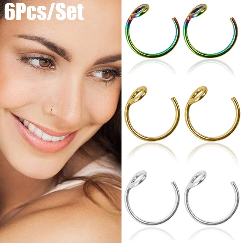6/12Pcs U Shaped Fake Nose Ring Lip Ring Hoop Septum Rings Stainless Steel Nose Piercing Fake Piercing Oreja Pircing Jewelry
6/12Pcs U Shaped Fake Nose Ring Lip Ring Hoop Septum Rings Stainless Steel Nose Piercing Fake Piercing Oreja Pircing Jewelry