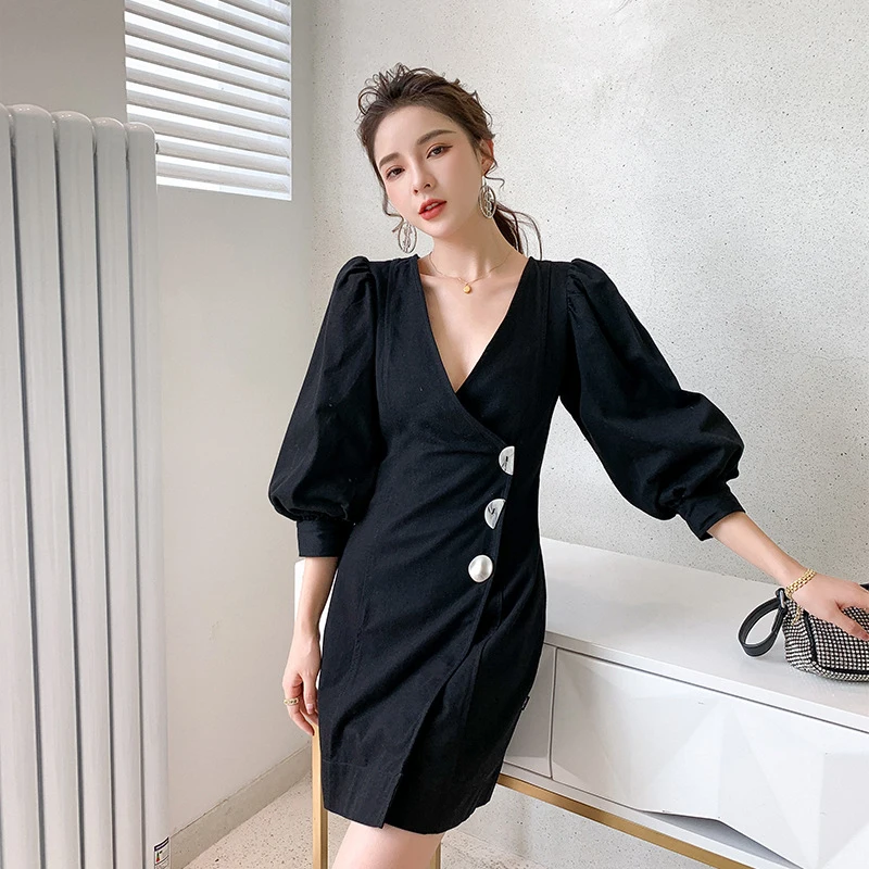 spring autumn personality comfortable v-neck formal dress temperamental high quality office lady elegant black mini a-line dress
spring autumn personality comfortable v-neck formal dress temperamental high quality office lady elegant black mini a-line dress