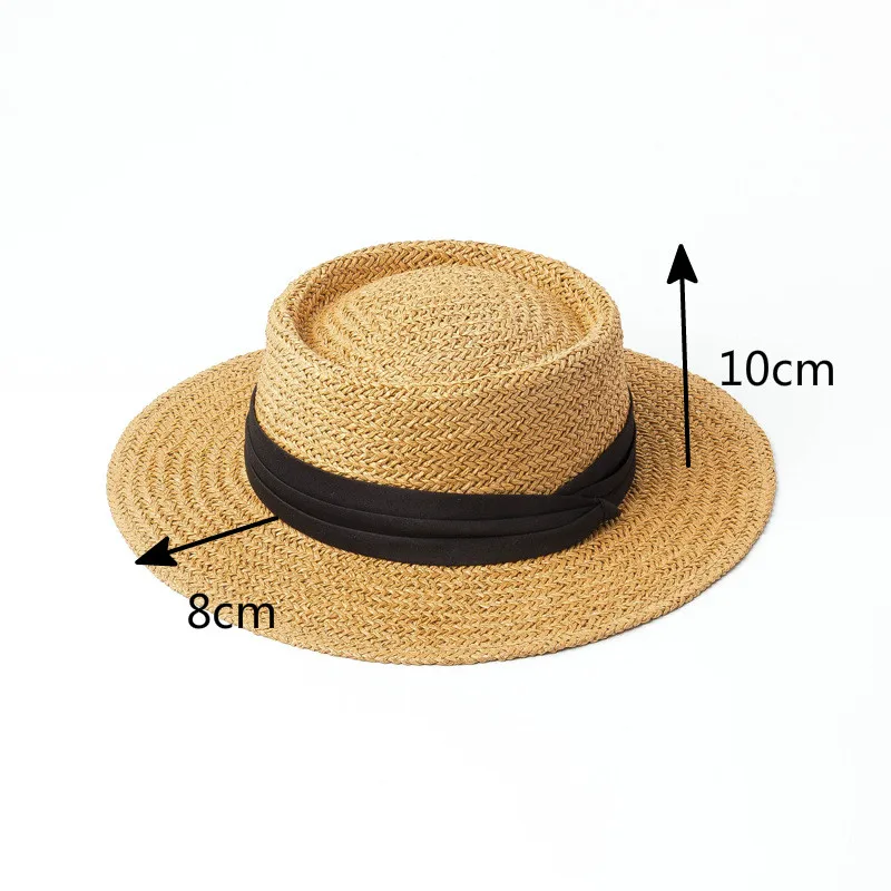 

Summer Hats For Women Straw Beach Hat Ladies Flat Top Sunscreen Outdoor Travel Vacation Panama Cap Wide Brim Sunhat Visor