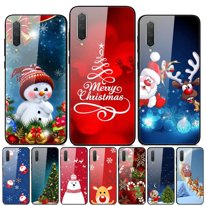 Новый год Рождество чехол для Xiaomi mi 9 Lite CC9 CC9E A3 9T SE закаленного стекла жесткий Redmi