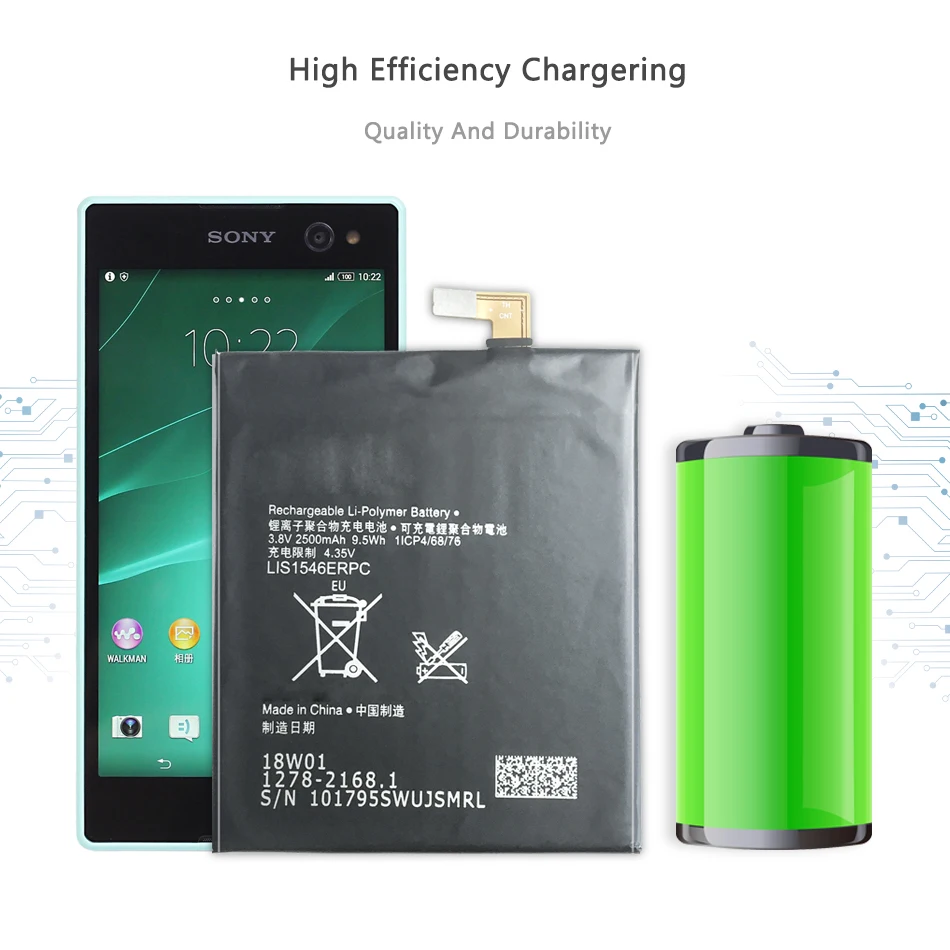 Mobile Phone Battery For Sony Xperia C3 S55T S55U D2502 D2533 T3 M50W D5103 Battery LIS1546ERPC 2500mAh
Mobile Phone Battery For Sony Xperia C3 S55T S55U D2502 D2533 T3 M50W D5103 Battery LIS1546ERPC 2500mAh