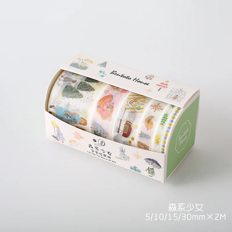 6 Rolls/Box Forest Girls Golden Stamp Masking Washi Tape Hand Account Notebook Computer Decor
6 Rolls/Box Forest Girls Golden Stamp Masking Washi Tape Hand Account Notebook Computer Decor