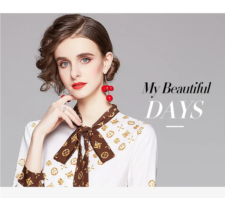 Europe and America England Style Design Print Knee-Length Shirt Dress Long Sleeve Spring Summer Autumn Bow Tie Neck Ribbon Dress
Europe and America England Style Design Print Knee-Length Shirt Dress Long Sleeve Spring Summer Autumn Bow Tie Neck Ribbon Dress