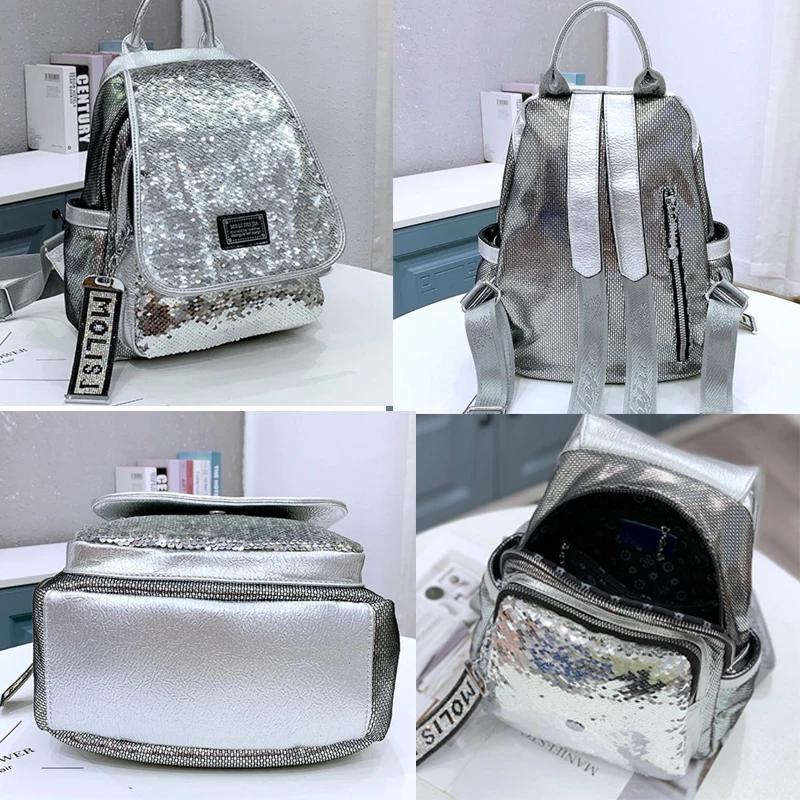 Brand Women Backpack Newest Stylish Sequines Shining Bagpack Female Luxury Shoulder Bag 2021 School Small Mochila
Brand Women Backpack Newest Stylish Sequines Shining Bagpack Female Luxury Shoulder Bag 2021 School Small Mochila