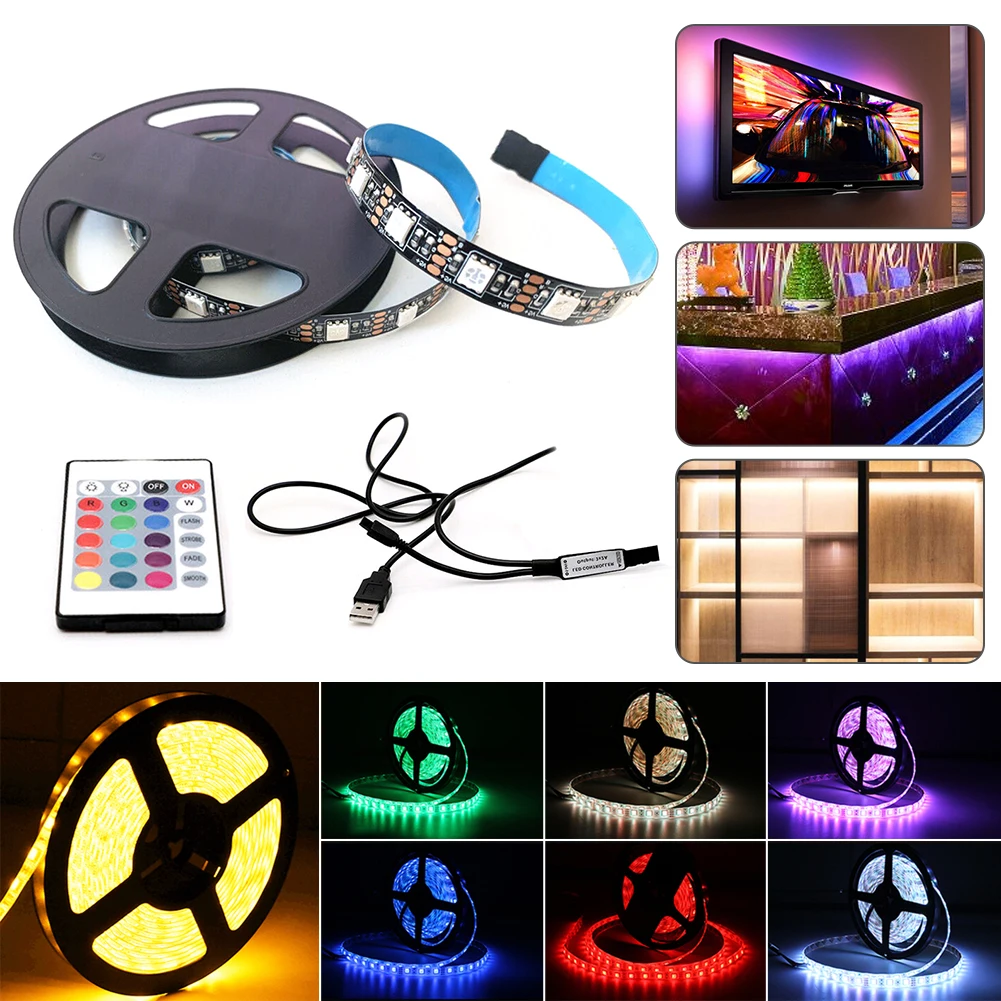 Светодиодная лента 5050 RGB для подсветки телевизора, 5 В, USB, 2 м, с дистанционным управлением 24K
Светодиодная лента 5050 RGB для подсветки телевизора, 5 В, USB, 2 м, с дистанционным управлением 24K
