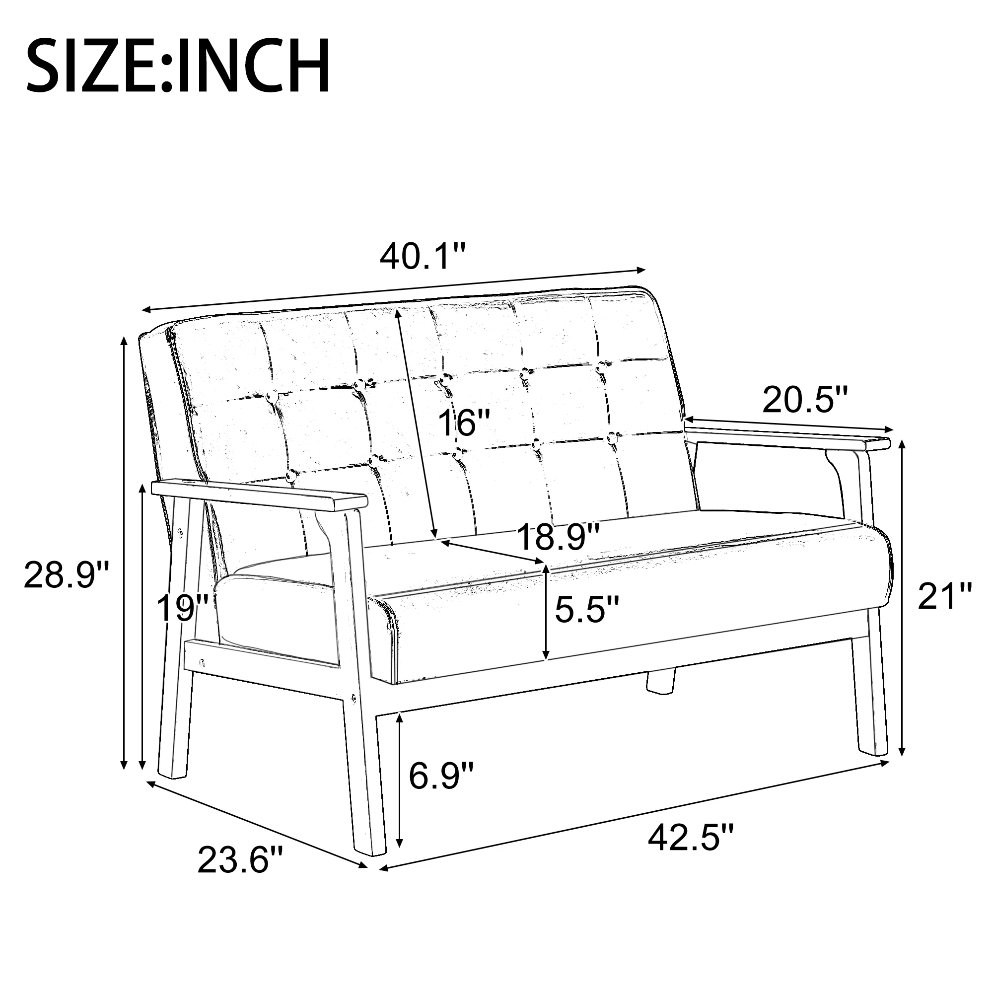 Modern Solid Loveseat Sofa Upholstered PU Leather 2-Seat Couch
Modern Solid Loveseat Sofa Upholstered PU Leather 2-Seat Couch