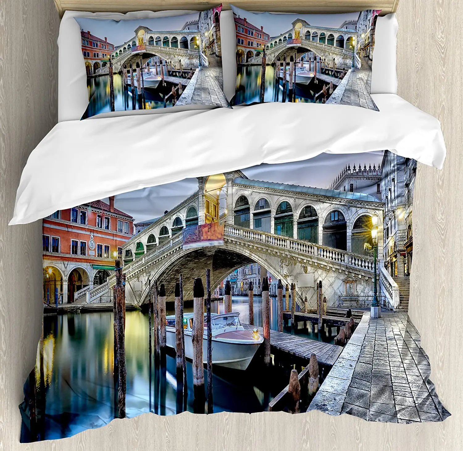 Venice Duvet Cover Set Pillowcase Morning Twilight Grand Canal Rialto Bridge Water Reflection Scenic Urban Bedding Set for Home
Venice Duvet Cover Set Pillowcase Morning Twilight Grand Canal Rialto Bridge Water Reflection Scenic Urban Bedding Set for Home