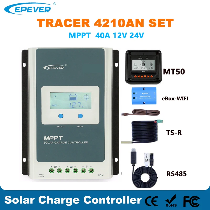 Tracer4210AN контроллер Солнечного Заряда MPPT EPsolar 100В 40А 12В 24В ЖК панель управления