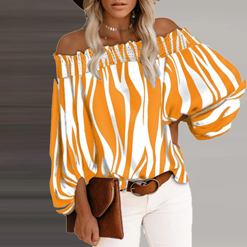 Women Off Shoulder Sexy Blouse Casual Zebra Stripe Print Loose Shirt Pullover Autumn Lantern Sleeve Elegant Top Blusa Streetwear
Women Off Shoulder Sexy Blouse Casual Zebra Stripe Print Loose Shirt Pullover Autumn Lantern Sleeve Elegant Top Blusa Streetwear