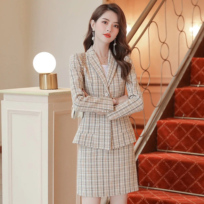 Women's suit skirt set female single-breasted plaid casual suit skirt set fashion slim women's suit 2-piece set (jacket + skirt)
Women's suit skirt set female single-breasted plaid casual suit skirt set fashion slim women's suit 2-piece set (jacket + skirt)