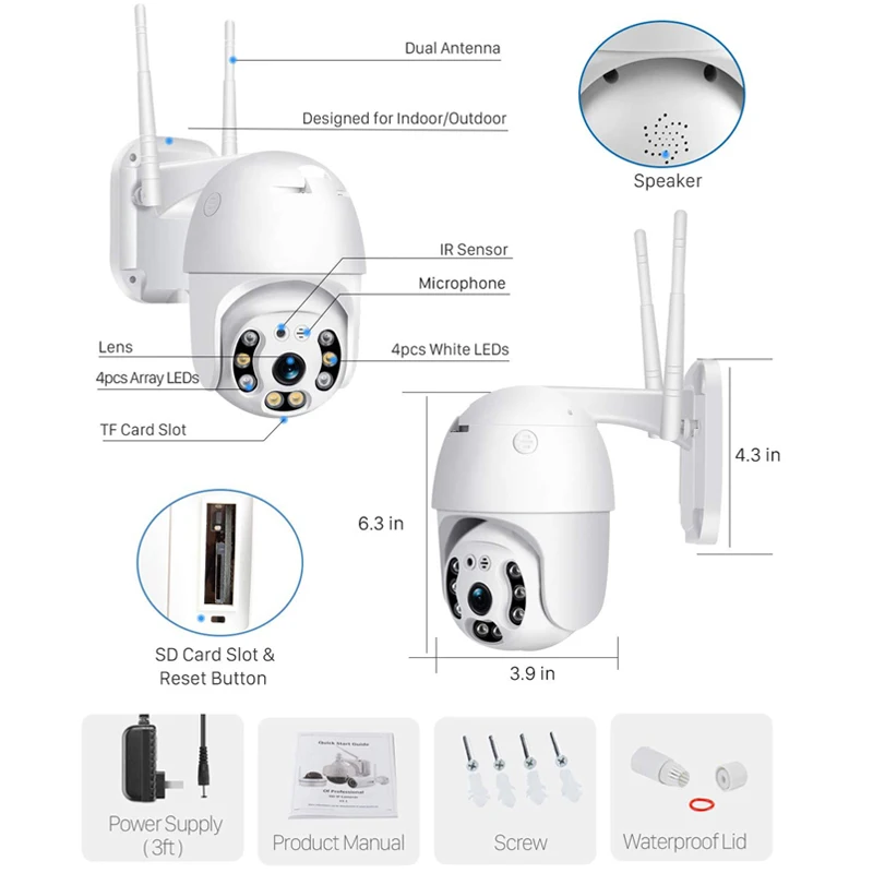 1080P Outdoor IP Camera WiFi Security Surveillance 360 PTZ CCTV Motion Detection Smart Home Video Monitor IP Cam Outside Kamera
1080P Outdoor IP Camera WiFi Security Surveillance 360 PTZ CCTV Motion Detection Smart Home Video Monitor IP Cam Outside Kamera