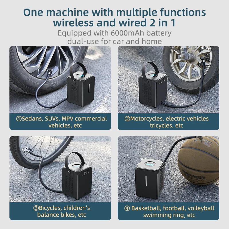 Rechargerable Car Air Compressor Pump Wireless Car Tire Inflator Handle 120PSI Portable for 12V Car Motorcycles Bicycles
Rechargerable Car Air Compressor Pump Wireless Car Tire Inflator Handle 120PSI Portable for 12V Car Motorcycles Bicycles