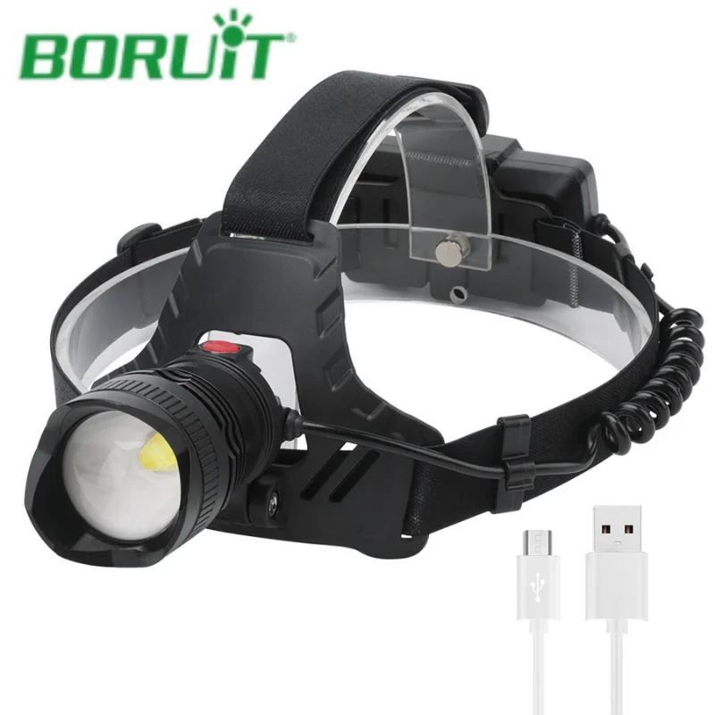 

BORUiT New P50 Rechargeable Sensor LED Headlamp Powerful Zoom Fishing Headlamp Torch Outdoor Super Bright Warning Taillight