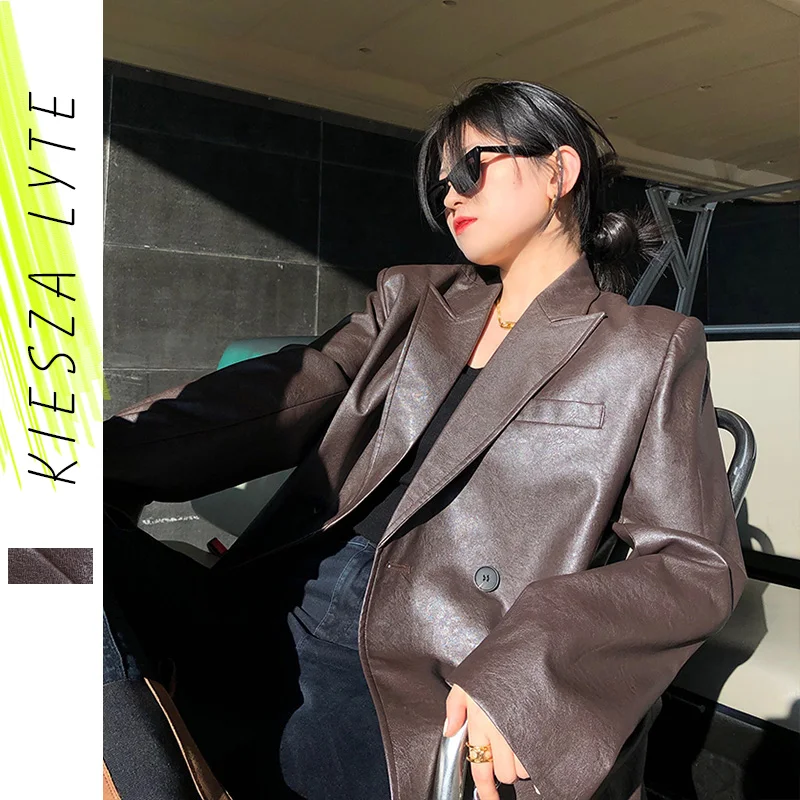 Kiesza Lyte New PU Leather Suit Coat 2022 Winter Vintage Coffee Loose Artificial Leather Blazer Jacket Fashion Lady Outwear
Kiesza Lyte New PU Leather Suit Coat 2022 Winter Vintage Coffee Loose Artificial Leather Blazer Jacket Fashion Lady Outwear