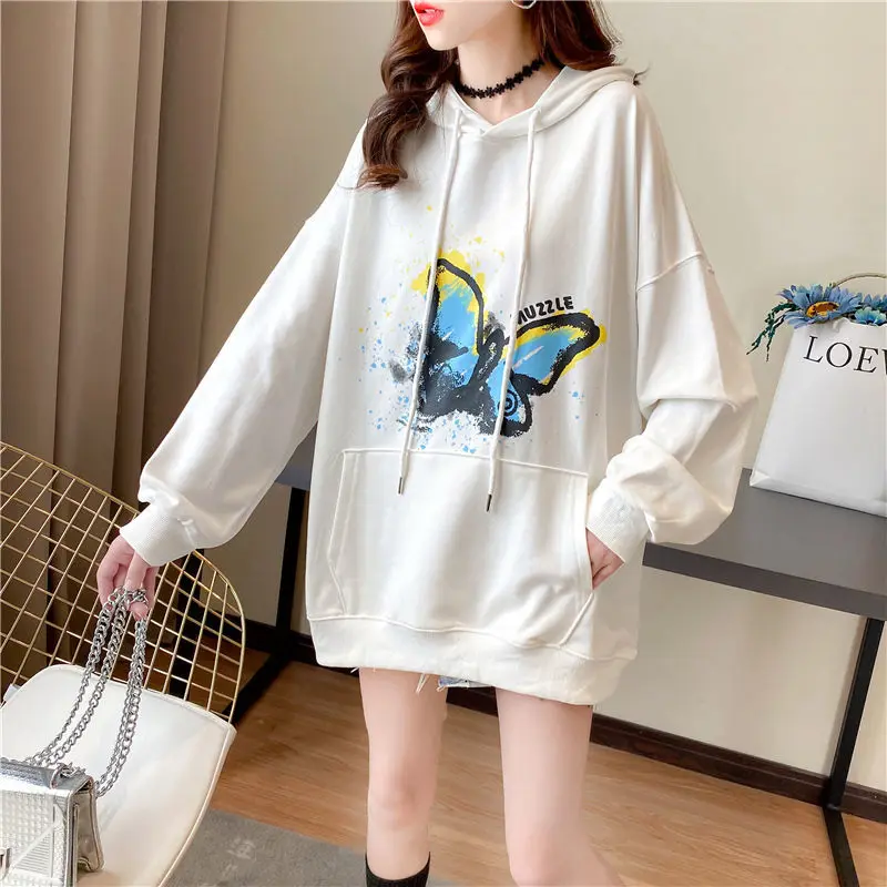 Women's Cotton Mid-Length Hip-Covered New Thin for Autumn and Winter Korean-Style Loose Long-Sleeved Hooded Printed Top
Women's Cotton Mid-Length Hip-Covered New Thin for Autumn and Winter Korean-Style Loose Long-Sleeved Hooded Printed Top