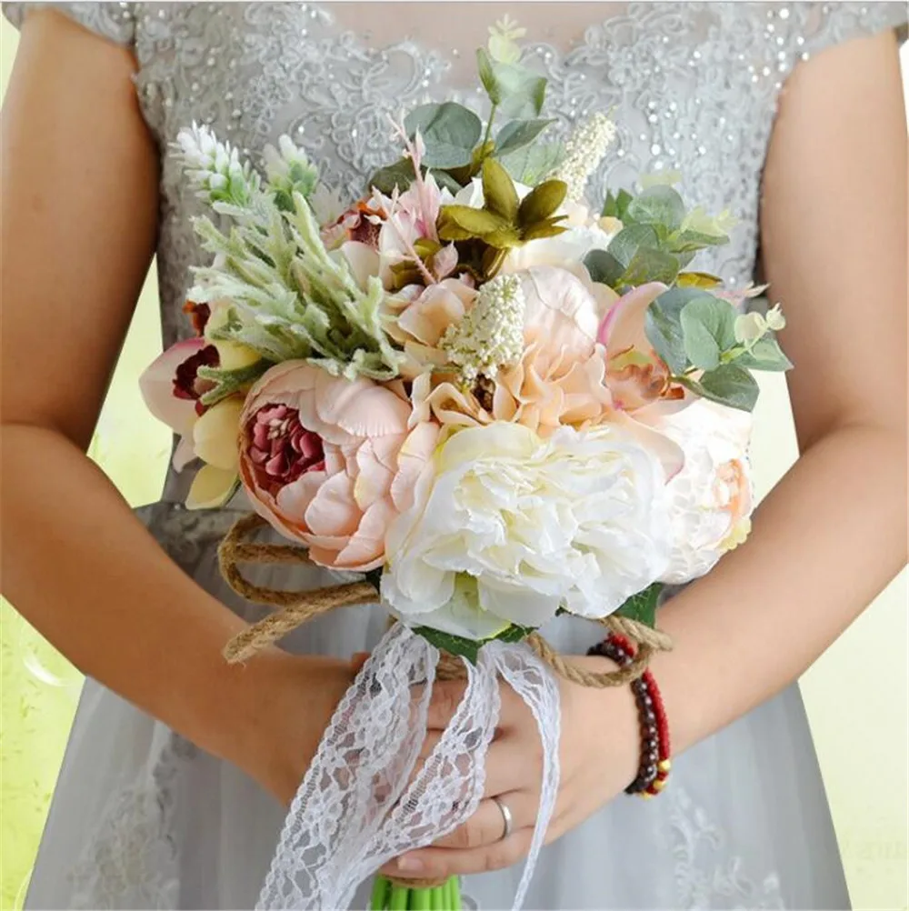 SESTHFAR Свадебный букет невесты платье подружки ручной связанный цветок Декор для