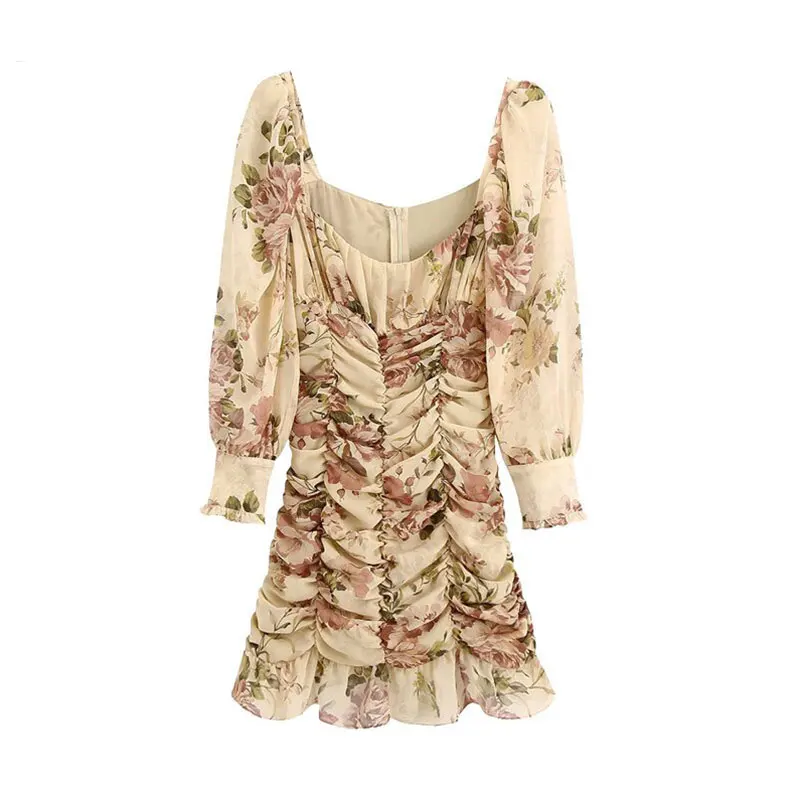 High Quality Women 2021 Fashion Floral Print Ruffled Draped Mini Dress Vintage Lantern Sleeve Back Zipper Female Dresses Vestido
High Quality Women 2021 Fashion Floral Print Ruffled Draped Mini Dress Vintage Lantern Sleeve Back Zipper Female Dresses Vestido