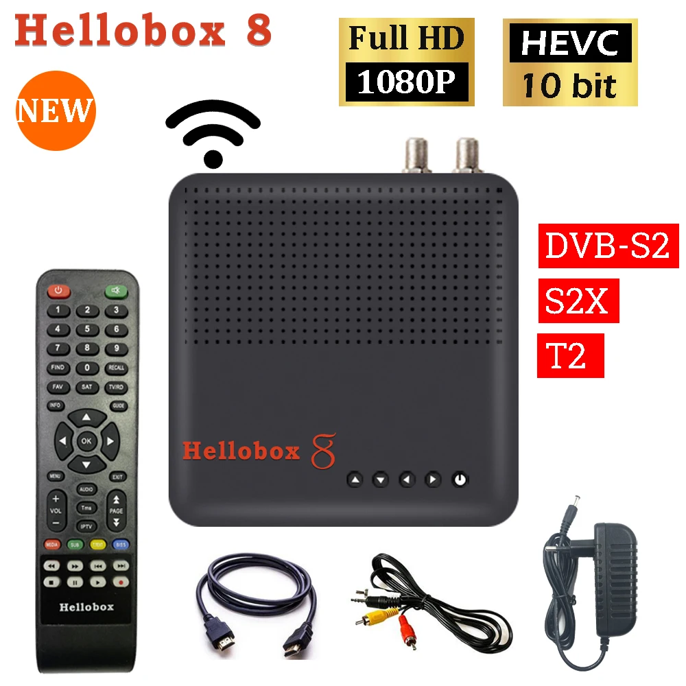 Hellobox 8 встроенный WiFi DVBPlayer авто biss PowerVu wifi hellobox8 DVB S2 S2X T2/C H.265 HEVC|Спутниковое ТВ| |