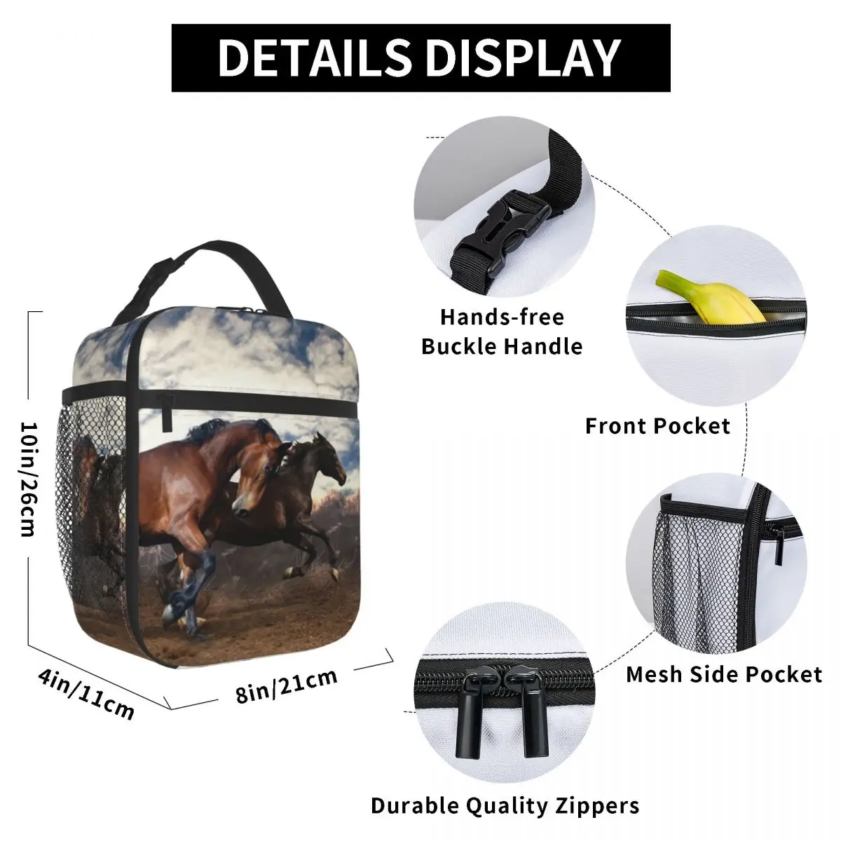 Running Horses Lunch Bag for Women Men Large Insulated Lunch Box with Water Bottle Holder and Pockets 
Running Horses Lunch Bag for Women Men Large Insulated Lunch Box with Water Bottle Holder and Pockets