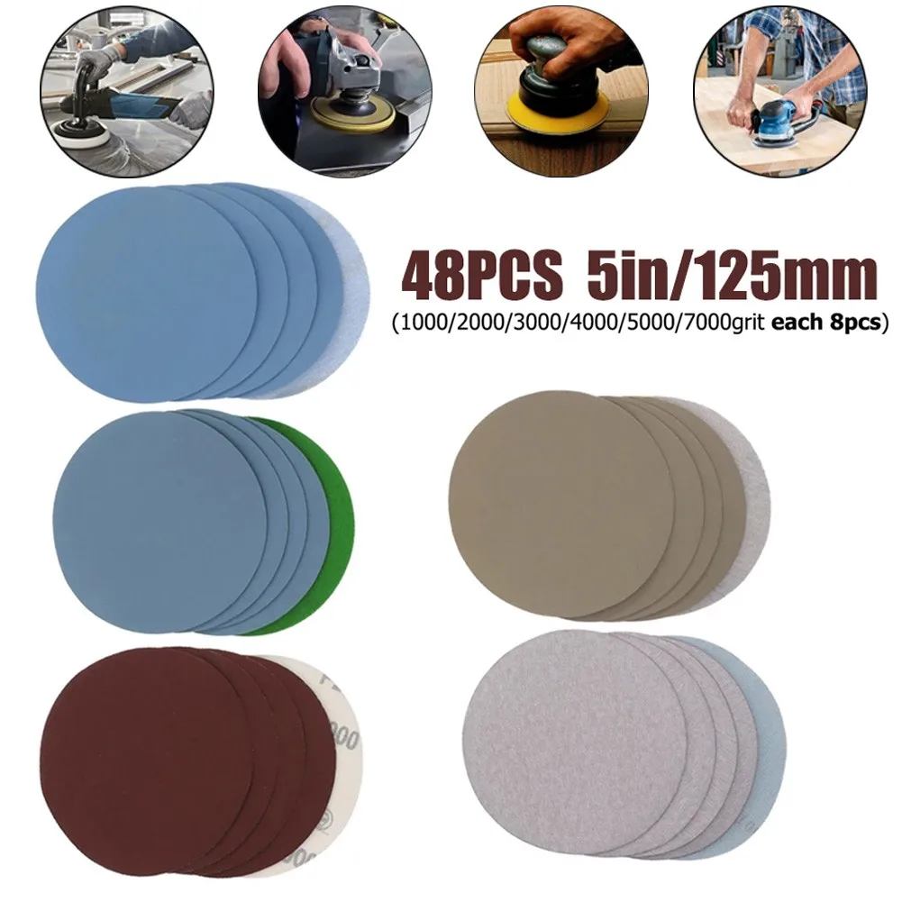 48Pcs 125mm 1000/2000/3000/4000/5000/7000Grit Water Dry Sanding Discs Sandpaper Of Automobiles Artificial Stone
48Pcs 125mm 1000/2000/3000/4000/5000/7000Grit Water Dry Sanding Discs Sandpaper Of Automobiles Artificial Stone