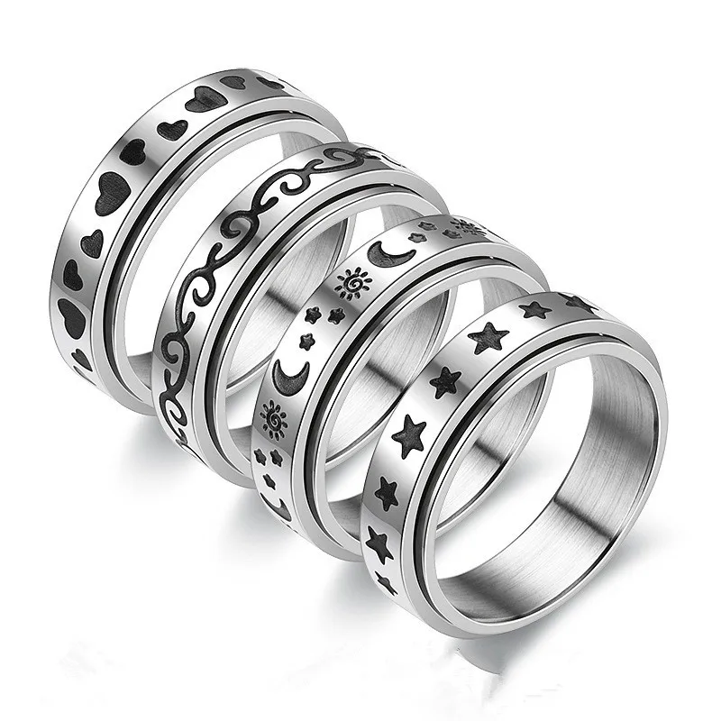 Vintage Accessories Titanium/Spinner Rings For Women Men Jewelry Stainless Steel Ring Couple Wedding Flower Star Moon Cat Heart
Vintage Accessories Titanium/Spinner Rings For Women Men Jewelry Stainless Steel Ring Couple Wedding Flower Star Moon Cat Heart