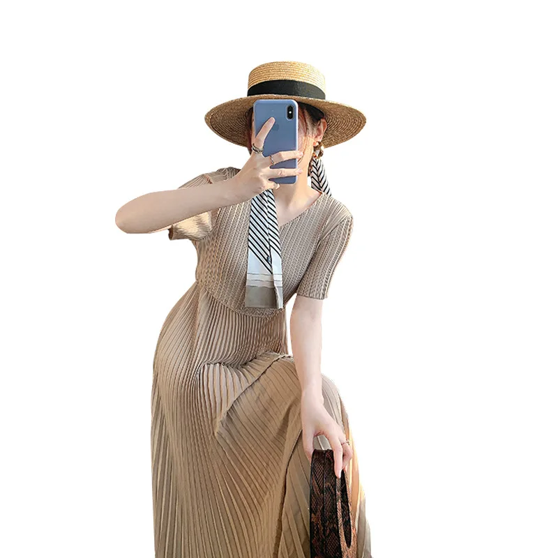 LANMREM Women Summer Long Dresses Slim V Neck Short Sleeve Casual Office Party Lady Elegant Pleated Fold Dress 2021 New 2D1252
LANMREM Women Summer Long Dresses Slim V Neck Short Sleeve Casual Office Party Lady Elegant Pleated Fold Dress 2021 New 2D1252