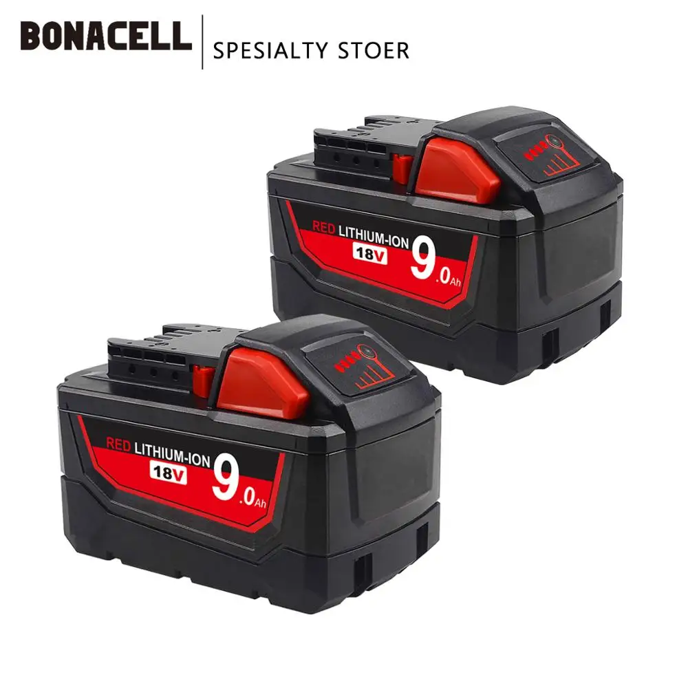 Перезаряжаемые инструменты Bonacell 9000 мАч 18 в Сменный аккумулятор для Milwaukee M18 XC 48 11