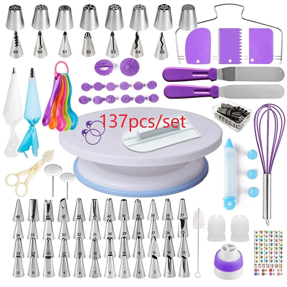 137pcs Cake Decorating turntable Decorating Baking Tool Korean factory direct piping nozzle piping bag bakeware
137pcs Cake Decorating turntable Decorating Baking Tool Korean factory direct piping nozzle piping bag bakeware