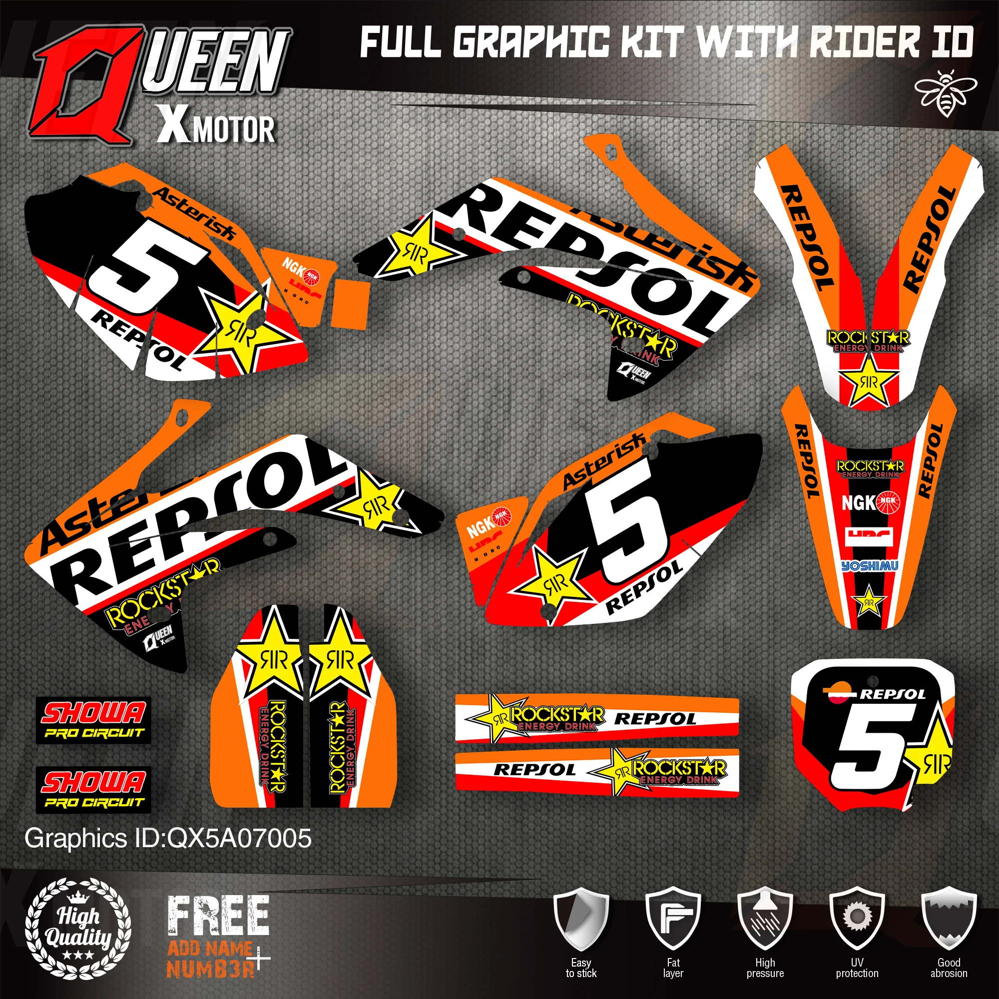QUEEN X MOTOR Custom Team графические фоны, наклейки, Набор наклеек для HONDA 2007-2015 2016 2017 2018 2019 CRF150R 005
QUEEN X MOTOR Custom Team графические фоны, наклейки, Набор наклеек для HONDA 2007-2015 2016 2017 2018 2019 CRF150R 005