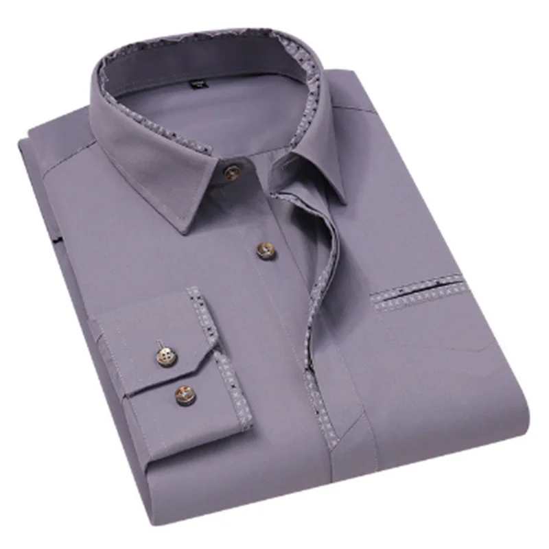 

Men's Business Casual Long Sleeve Shirt Blouse Camisa Masculina Koszula Slim Fit Chemise Longue Korean Clothes Plus Size Bluzka