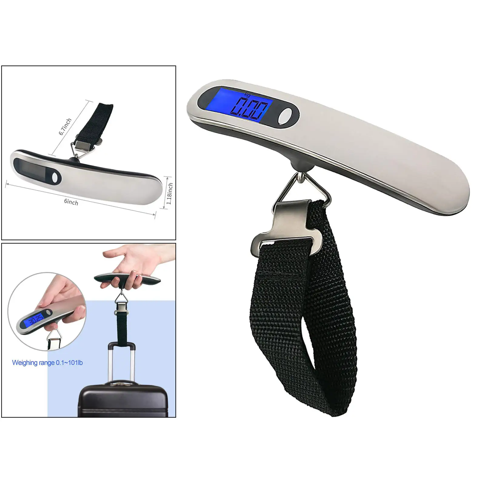 Mini Portable Handhled LCD Display Backlight Digital Luggage Scale 50KG/110 LB Stainless Steel for Travelers - Silver Office
Mini Portable Handhled LCD Display Backlight Digital Luggage Scale 50KG/110 LB Stainless Steel for Travelers - Silver Office