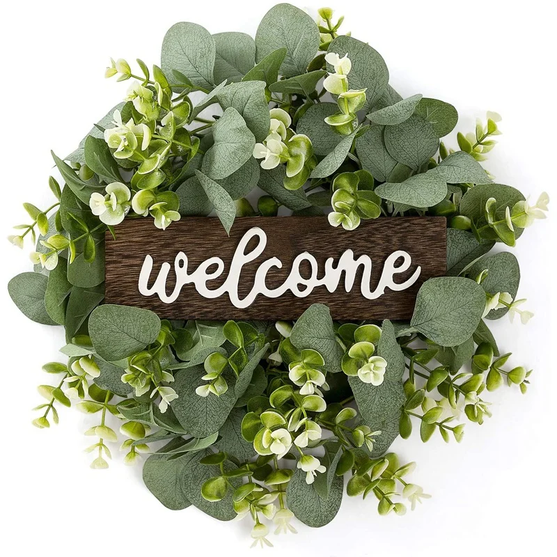 Welcome Sign with Garland Door Decoration Wooden Hanging Sign with Artificial Eucalyptus Farmhouse Porch Decoration
Welcome Sign with Garland Door Decoration Wooden Hanging Sign with Artificial Eucalyptus Farmhouse Porch Decoration