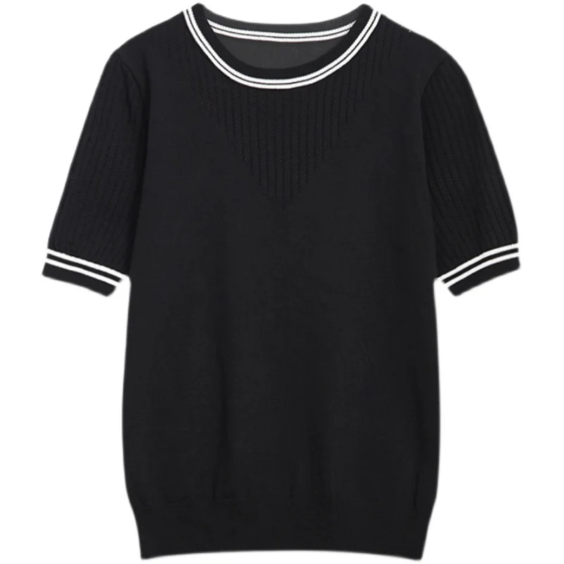 Plus Size 4XL Black White Ice Silk Knitted T Shirt Women 2021 Summer Top Hollow Out Patchwork Tee Shirt Femme Elegant Tshirt
Plus Size 4XL Black White Ice Silk Knitted T Shirt Women 2021 Summer Top Hollow Out Patchwork Tee Shirt Femme Elegant Tshirt