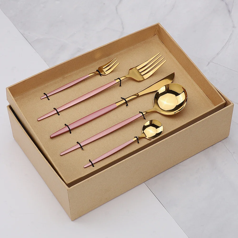20Pcs Cutlery Set Stainless Steel Gold Knives Forks Spoons Kit with Gift Box Kitchen Tableware Dinner Western Flatware Set
20Pcs Cutlery Set Stainless Steel Gold Knives Forks Spoons Kit with Gift Box Kitchen Tableware Dinner Western Flatware Set
