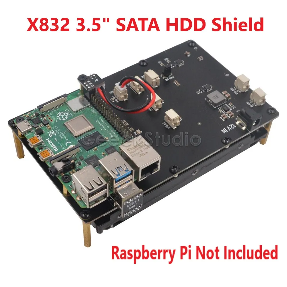 X832 3 5 "SATA HDD щит 12 В для Raspberry Pi 4B/3B +/3B/2B/1B + | Компьютеры и офис