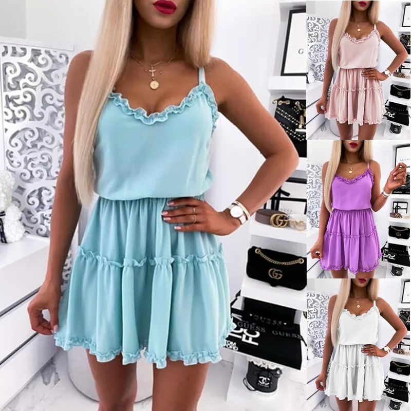 Summer Sexy Spaghetti Straps Deep V Neck Backless Women's Mini Dress 2021 Fashion Casual Folds Edible Tree Fungus Ladies Dresses
Summer Sexy Spaghetti Straps Deep V Neck Backless Women's Mini Dress 2021 Fashion Casual Folds Edible Tree Fungus Ladies Dresses